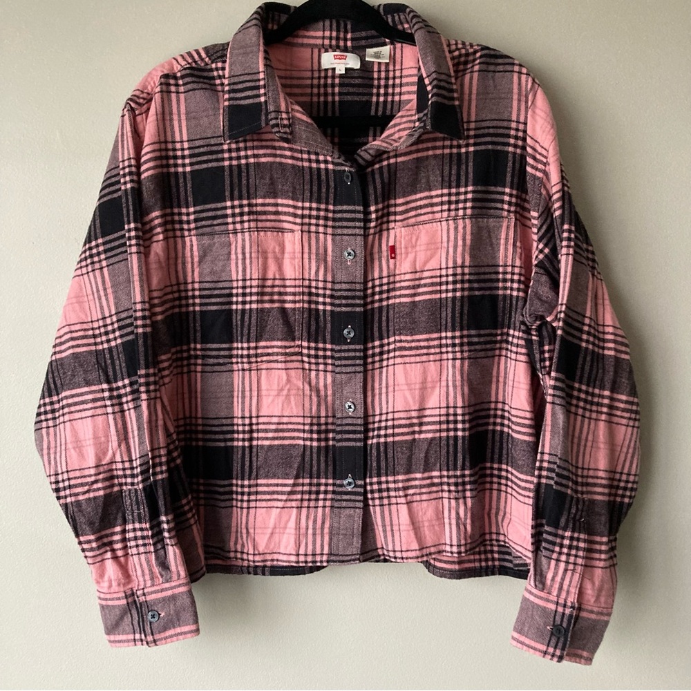 Levi’s Plaid Flannel Button Up Boxy Relaxed Fit Women’s Large - Picture 1 of 9
